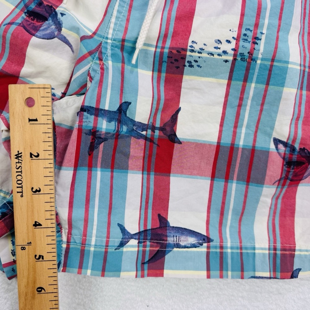 Ralph Lauren Polo Sport Swim Shorts Plaid RWB Sharks Trunks Suit XL Fish VTG Y2K - Picture 5 of 8